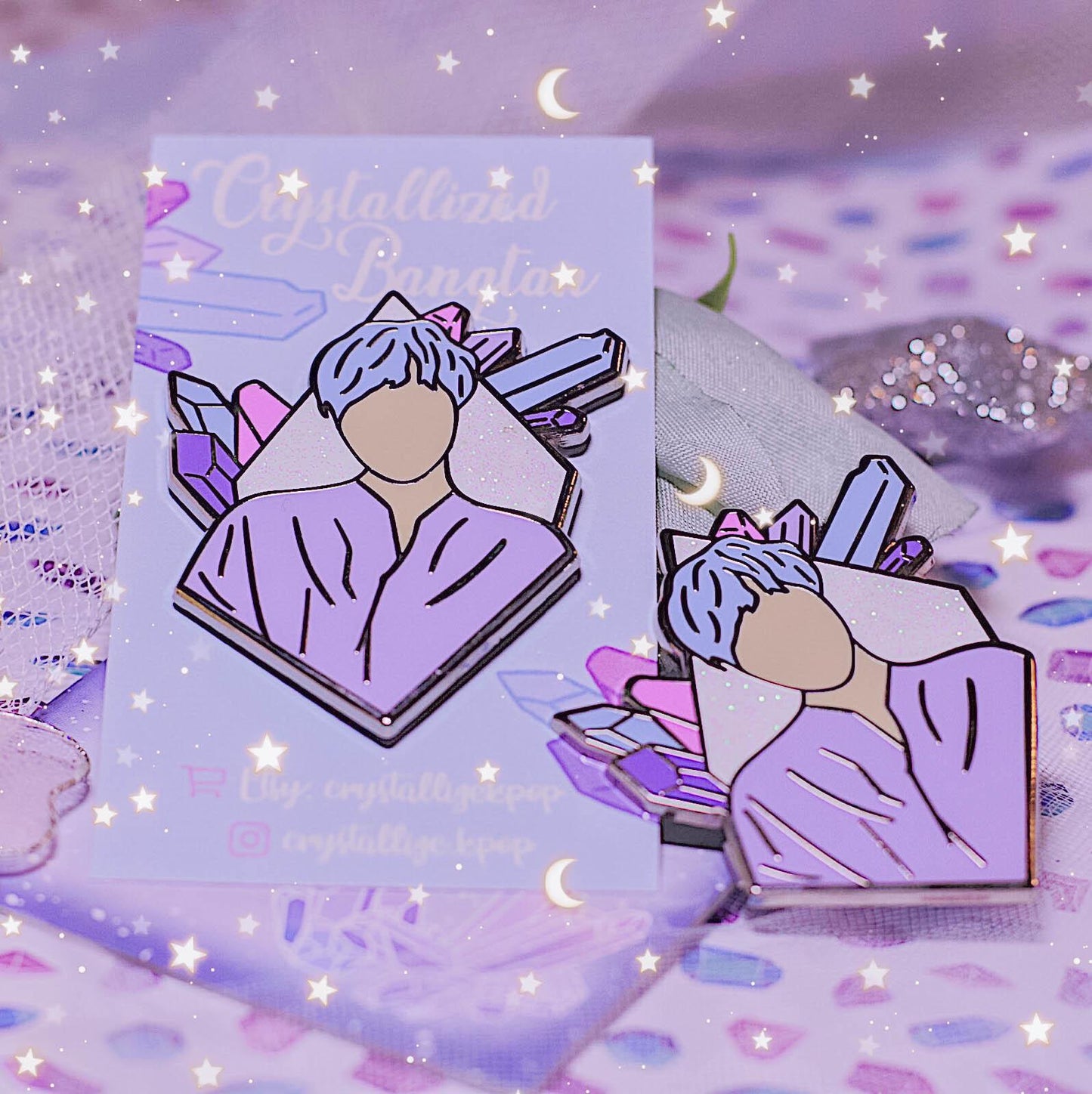 DISCOUNTED Crystallized Bangtan - Yoongi Enamel Pin