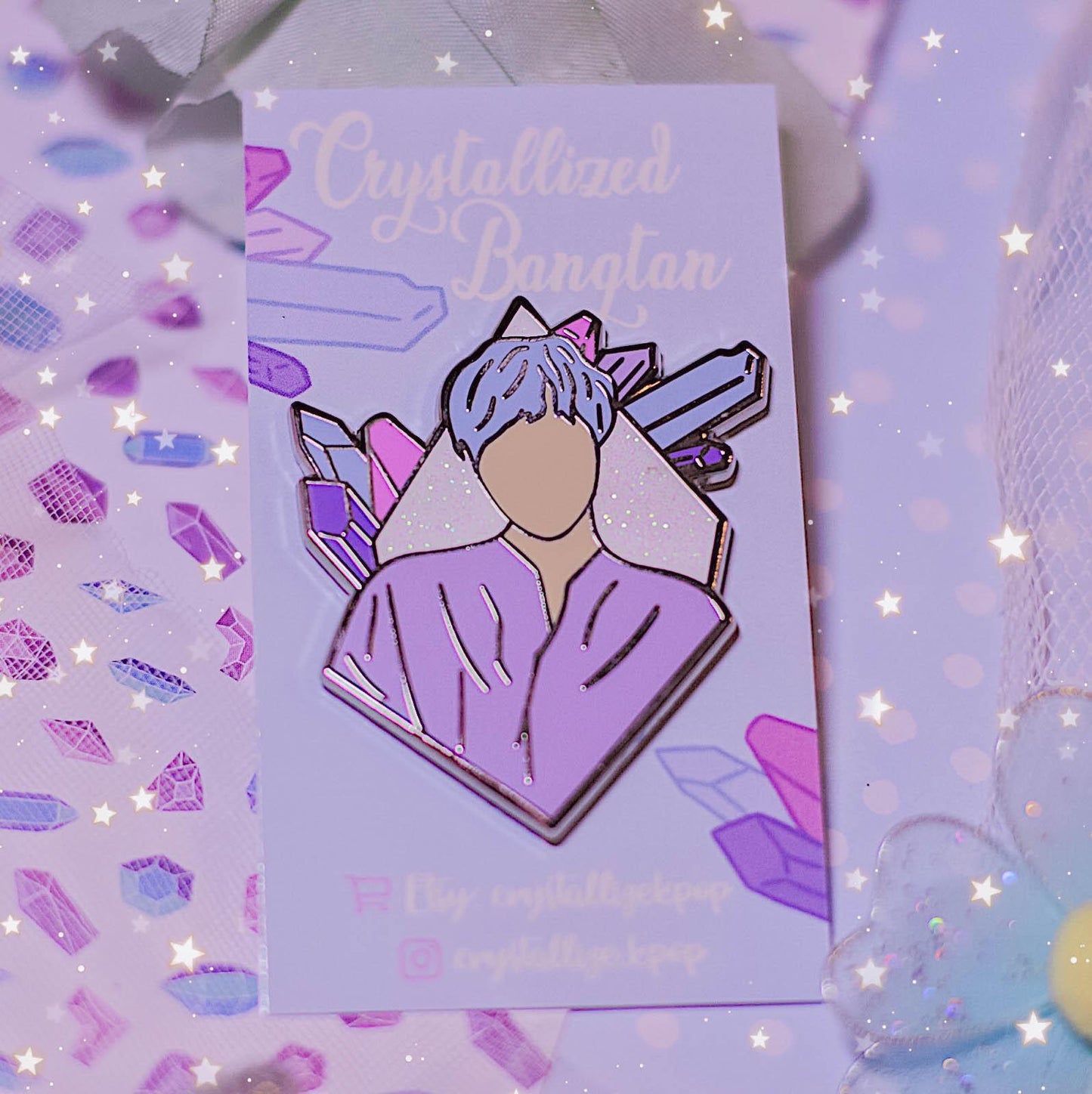 DISCOUNTED Crystallized Bangtan - Yoongi Enamel Pin