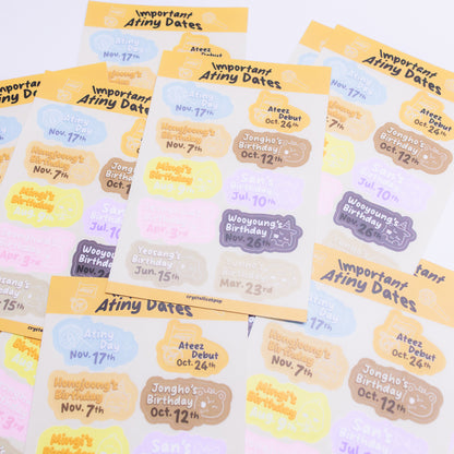Important Atiny Dates Sticker Sheet