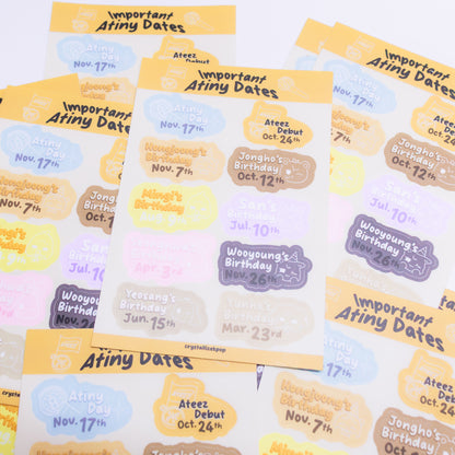 Important Atiny Dates Sticker Sheet